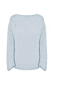 Jasnoniebieski Sweter z Wzorem Rombów