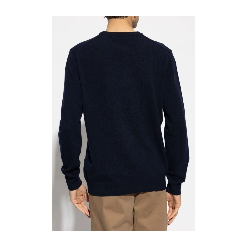 Woolrich Geborduurd Logo Navy Blue Sweater Blue Heren