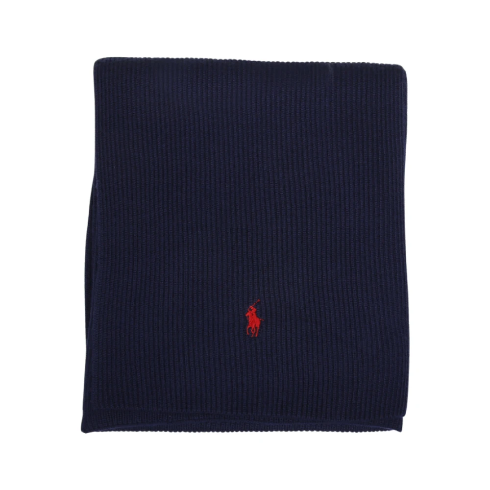 Ralph Lauren Men's Blue Winter Scarves, One Size, Signature Pony Wool Scarf