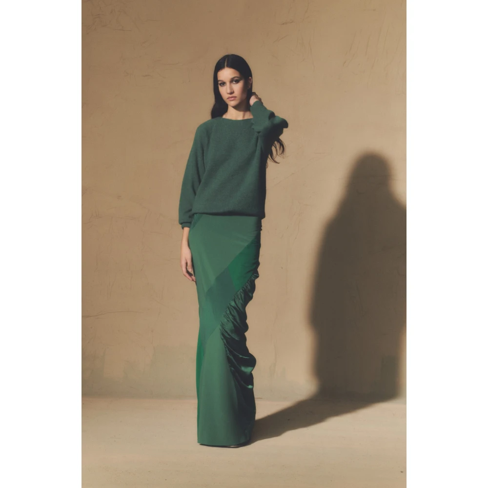 Cortana Marlon trui van baby alpaca en merinowol groen Green Dames