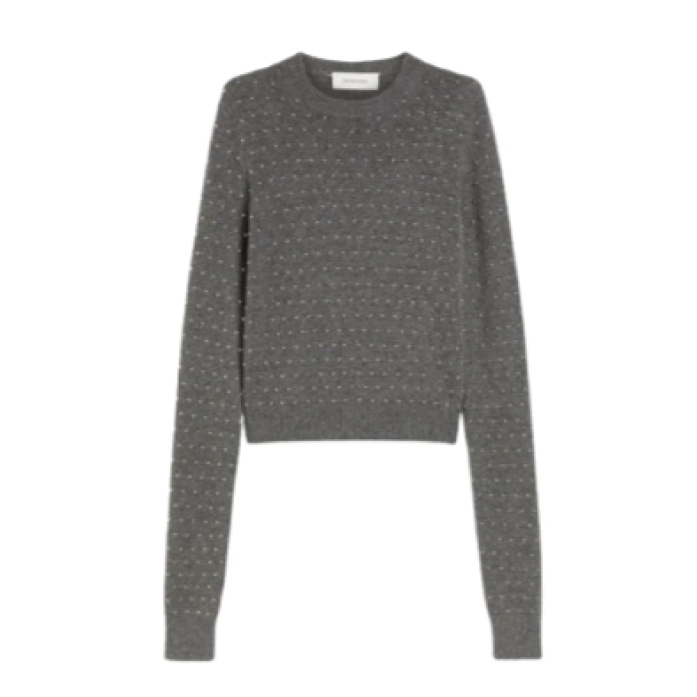 SPORTMAX Grijze Wol Kasjmier Trui Studs Gray Dames
