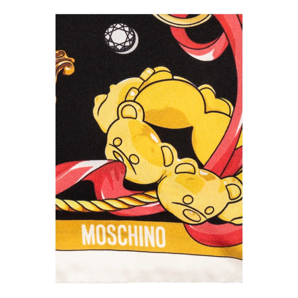 Moschino Bedrukte zijden sjaal Black Unisex
