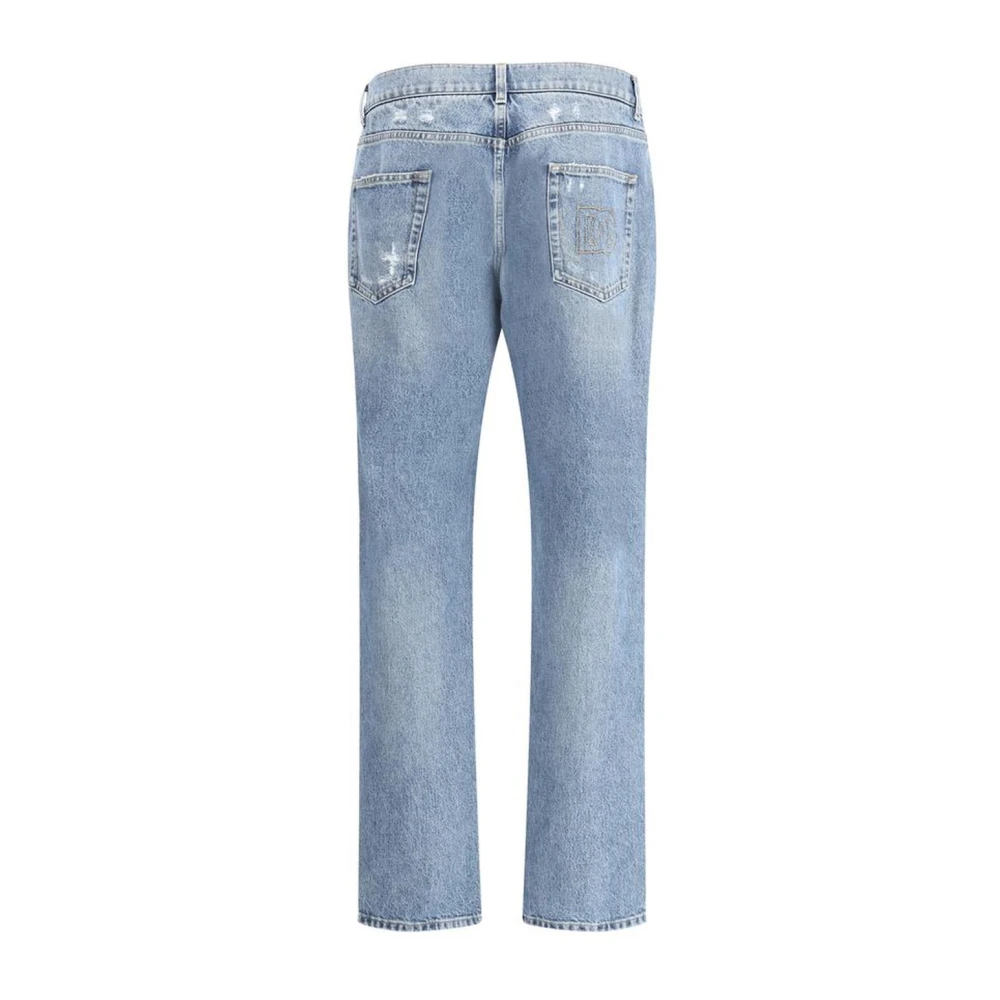 Dolce & Gabbana Vintage Versleten Effect Katoenen Jeans Blue Heren