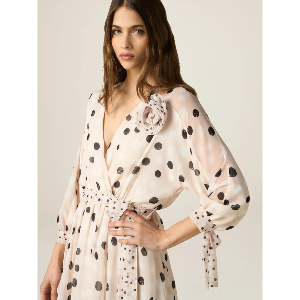 Oltre Jurk met Polkadotpatroon en Strik Multicolor Dames