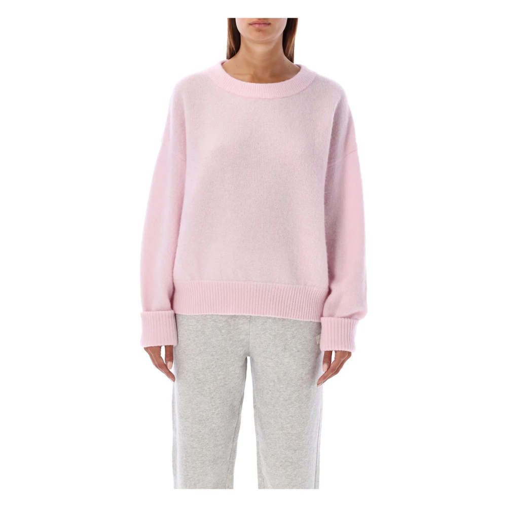 American vintage Zachte Gebreide Bootnek Trui Pink Dames