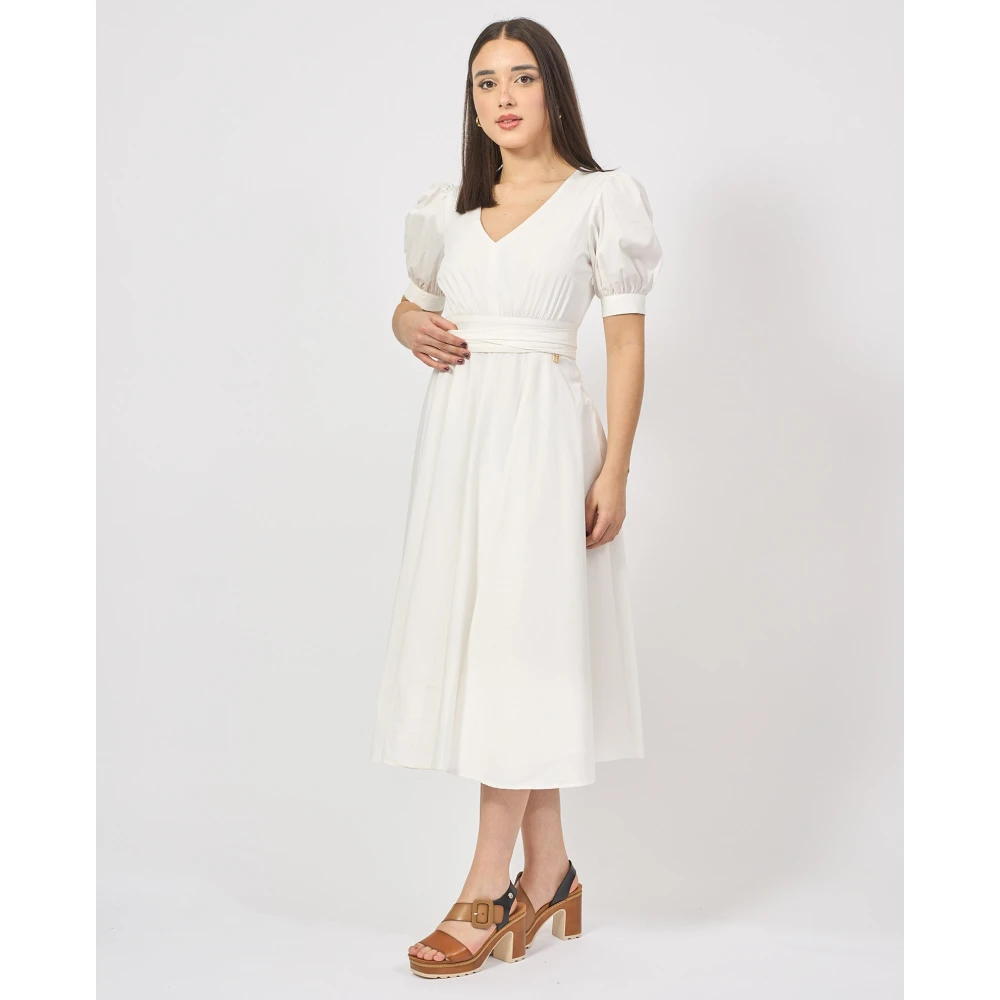 Fracomina Witte Midi Jurk met Open Rug White Dames