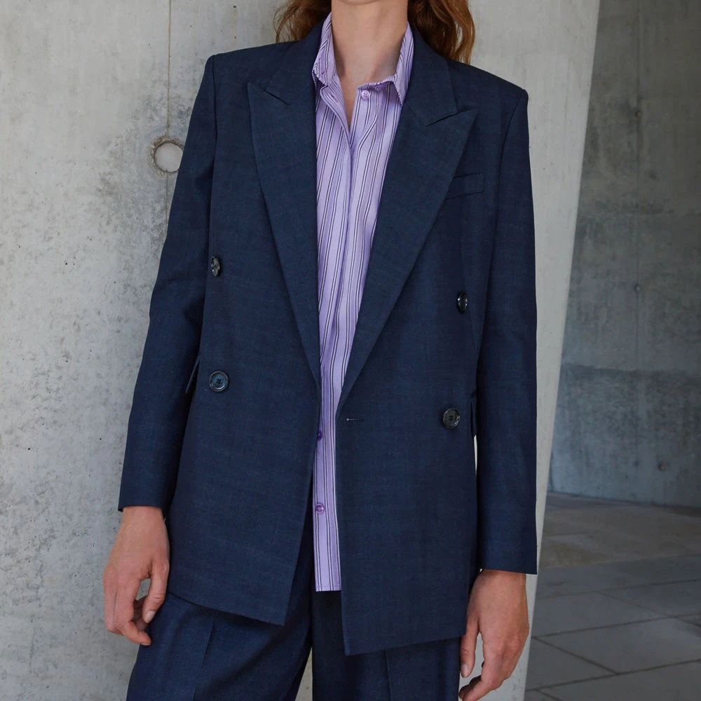 Hugo Boss Op Maat Gemaakte Denim Blazer Blue Dames