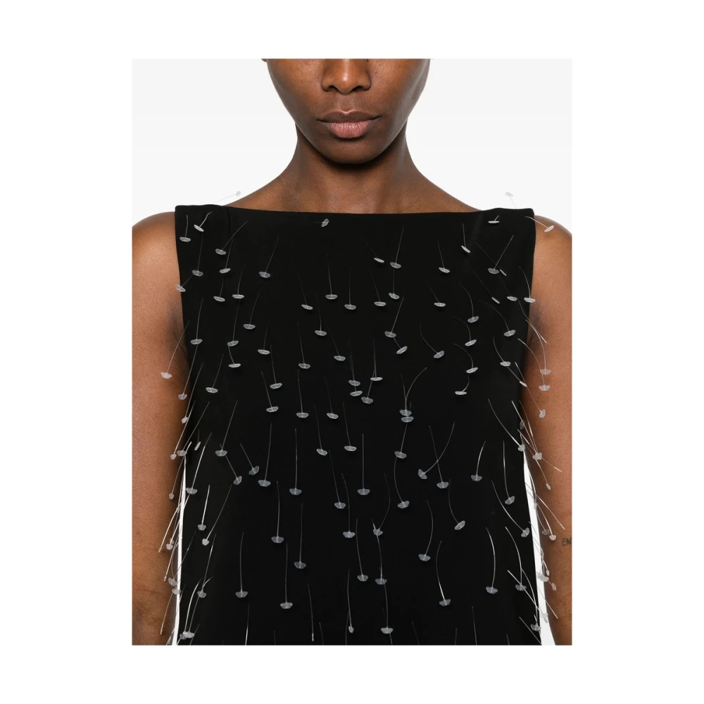Moschino Zwarte Bootnek Mouwloze Jurk Black Dames