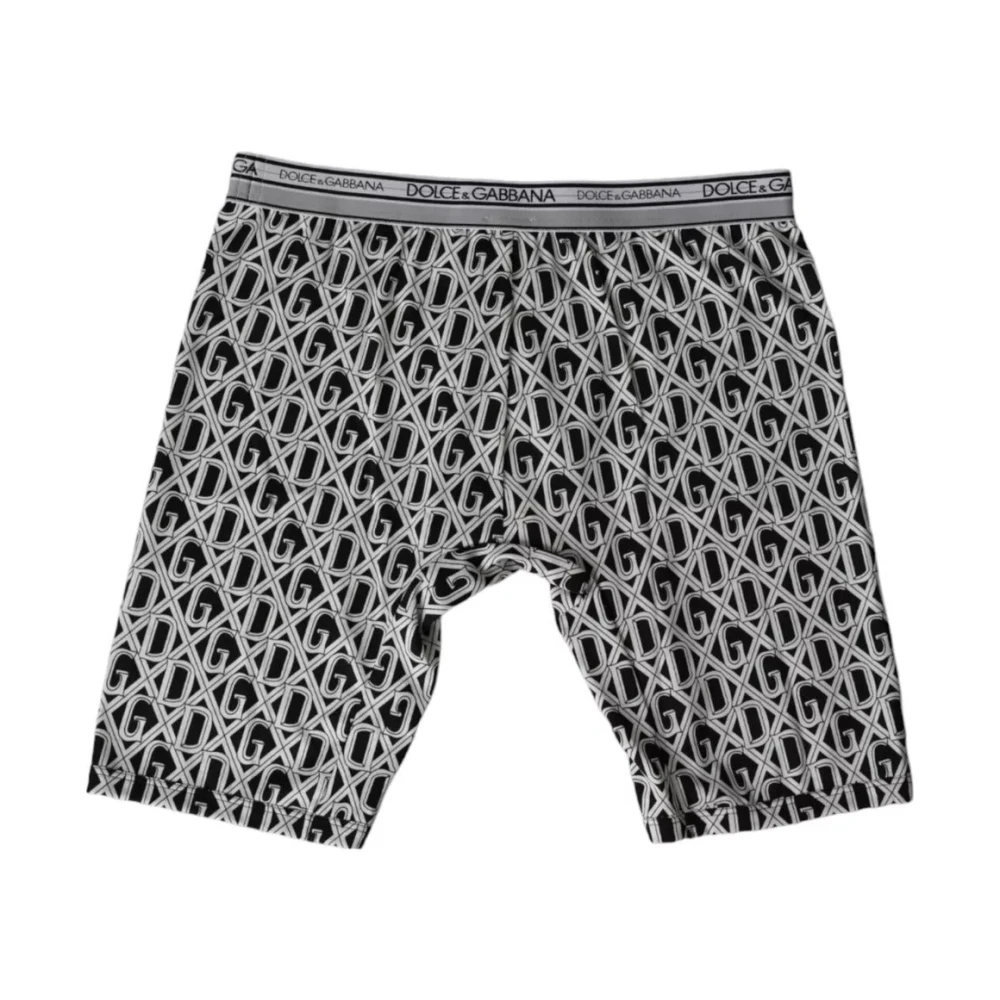 Dolce & Gabbana Zwart Wit DG Logo Katoen Stretch Fiets Ondergoed Mannen Black Heren