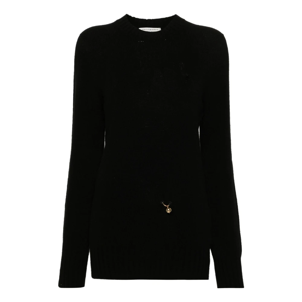 Philosophy di Lorenzo Serafini Zwarte Gebreide Crew Neck Sweater Black Dames