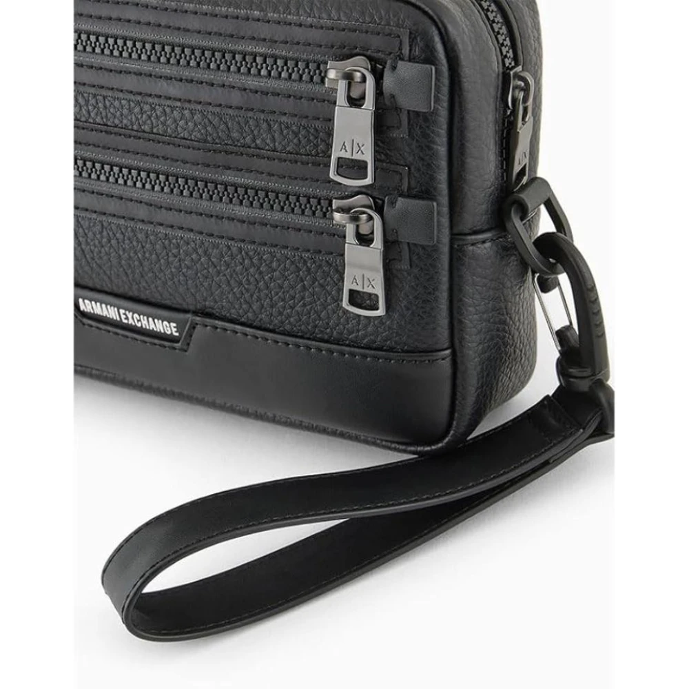 Armani Exchange Make-uptas met ritssluiting en stippenpatroon Black Heren
