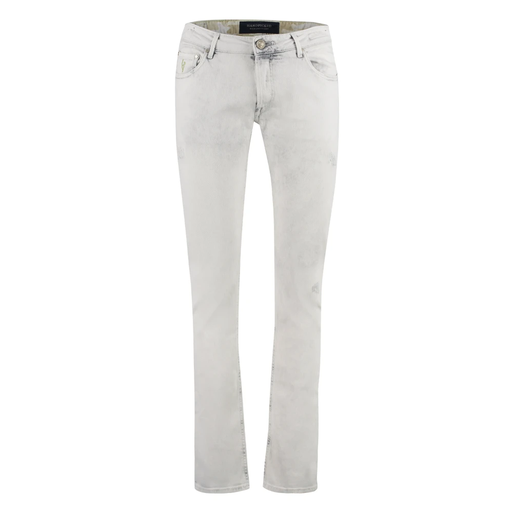 Hand Picked Slitna Slim Fit Jeans med Logomärkt Etikett Gray, Herr