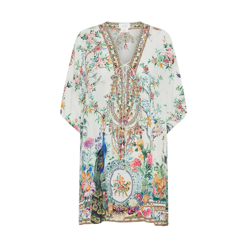Camilla Korte Lace Up Kaftan Plumes Multicolor Dames