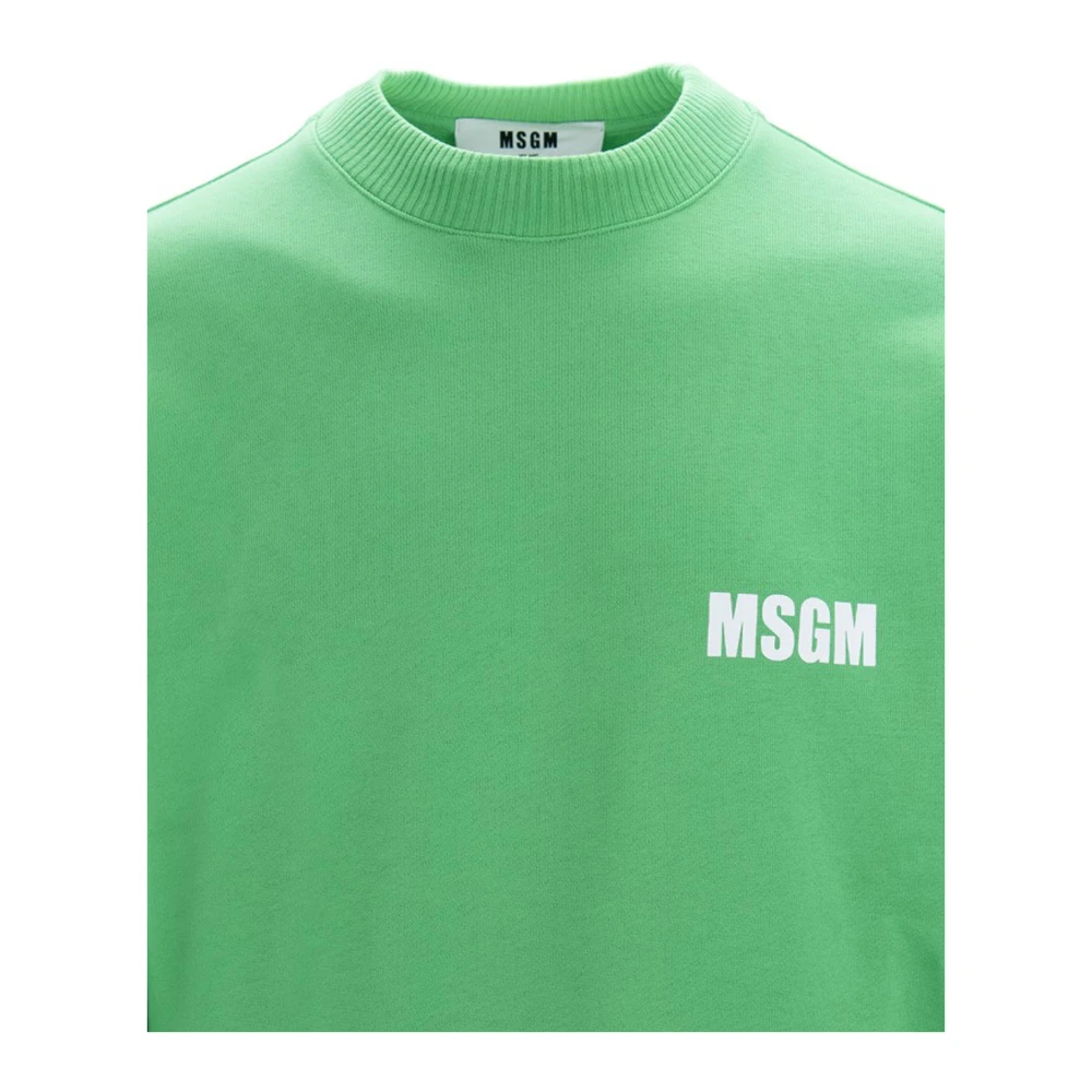 Msgm Heren Pullover Sweatshirt met Logo Print Green Heren