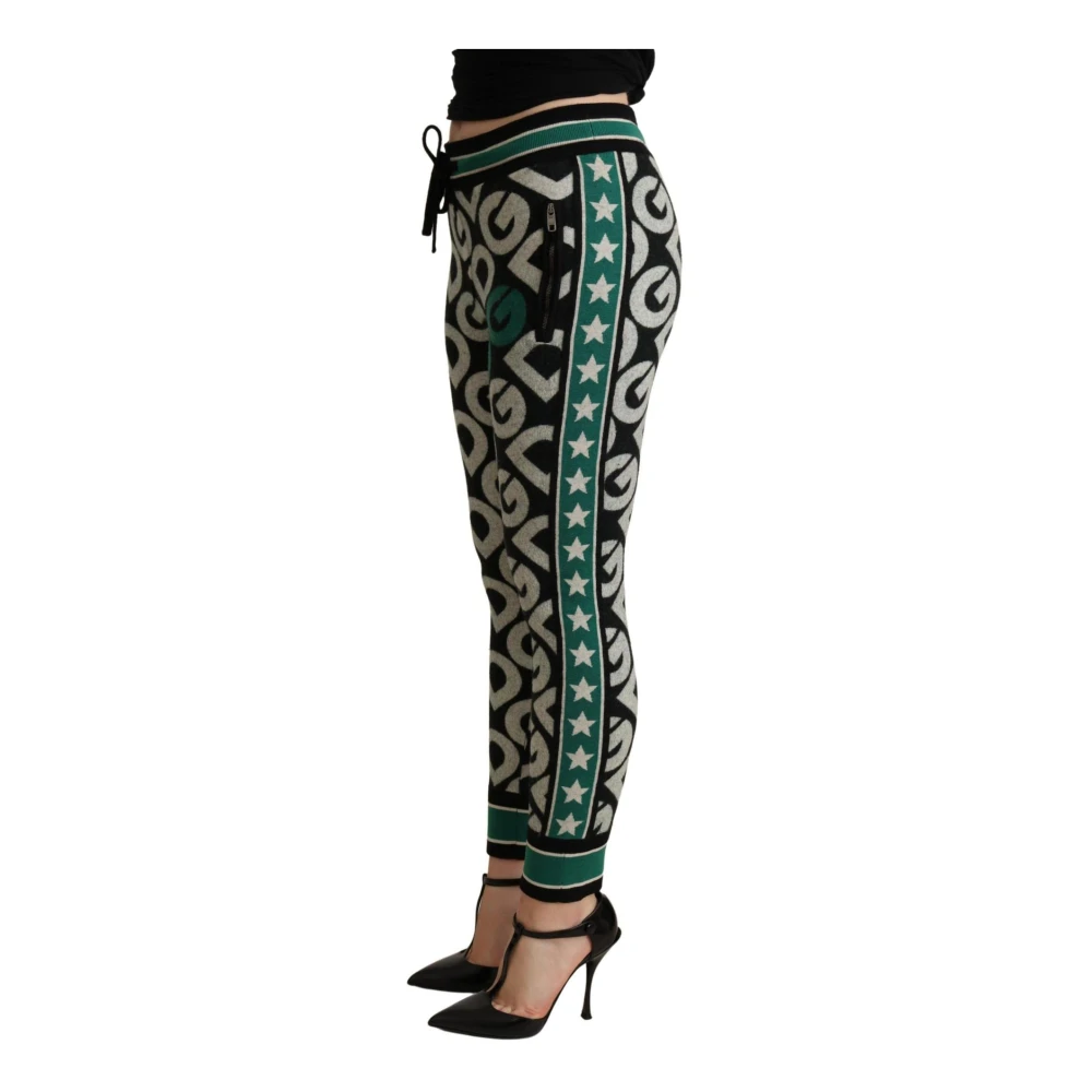 Dolce & Gabbana Wollen Jacquard Joggers Multicolor Trekkoordsluiting Multicolor Dames