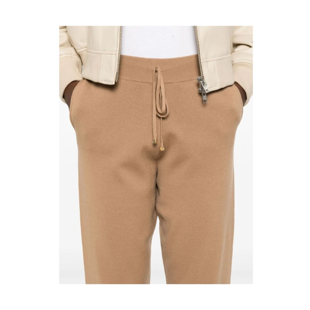 Stella Mccartney Kameelwollen gebreide broek taps toelopende pijp Brown Dames