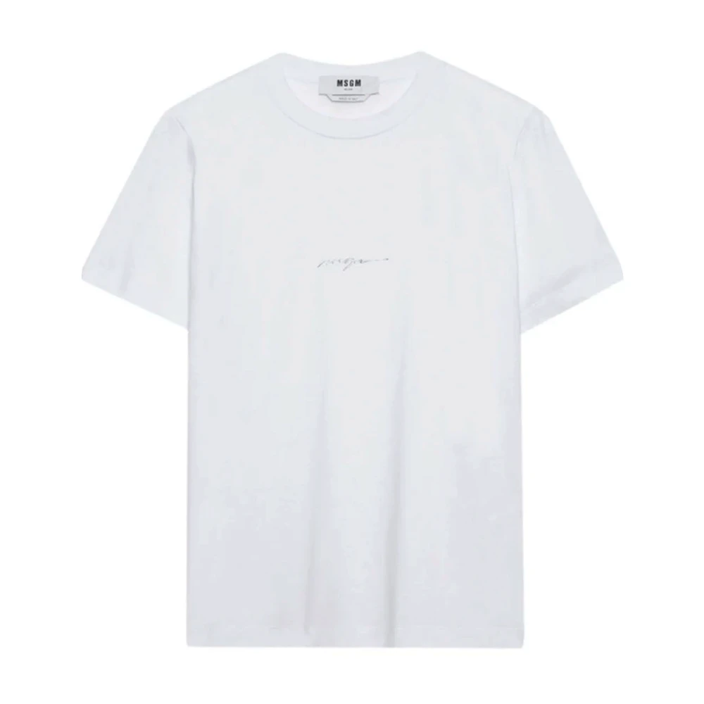 Msgm Wit Katoenen Logo Print T-shirt White Dames