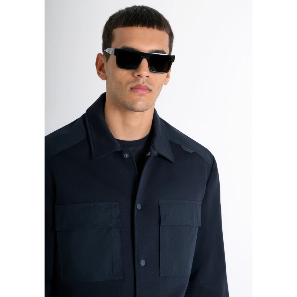 Antony Morato Casual Katoenen Overshirt met Zakken Blue Heren