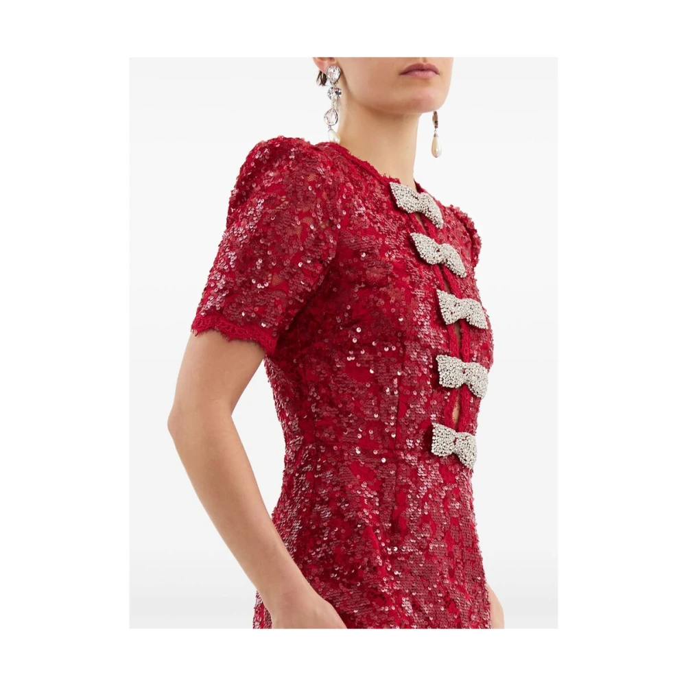 Rebecca Vallance Bloedrode Kant Paillettenjurk Red Dames