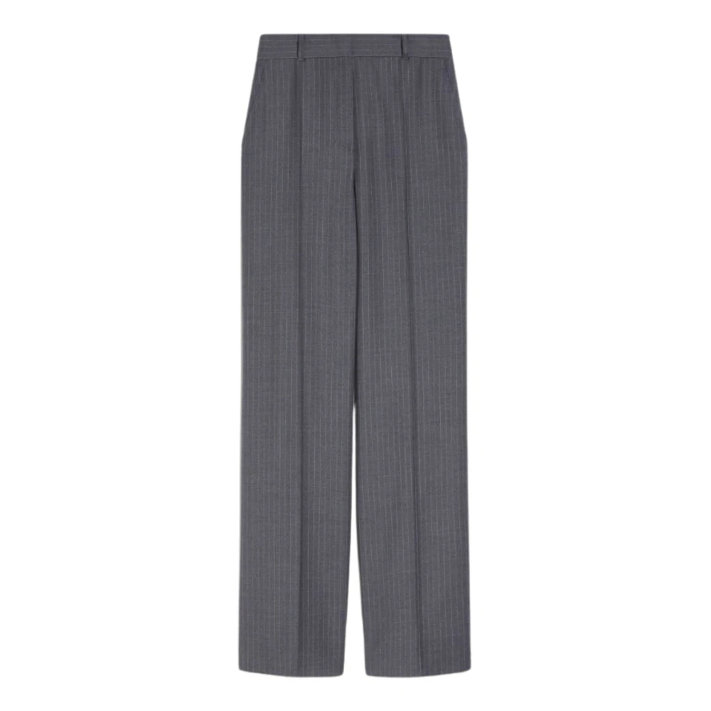 Max Mara Studio Rechte Pijp Wollen Flanellen Broek Gray Dames
