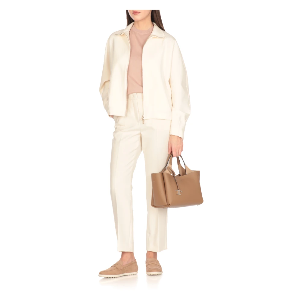 TOD'S Bruine leren schoudertas met meerdere compartimenten Brown Dames