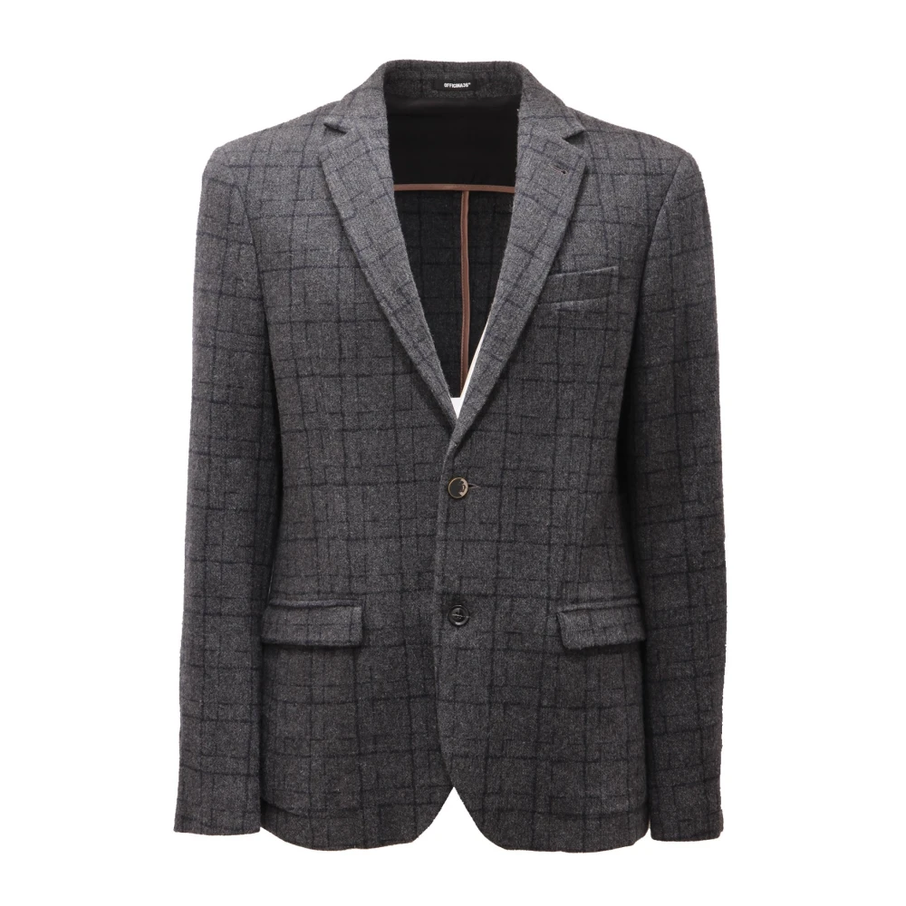 Officina36 Men's Gray Blazers, M, Grey Mix Wool Jacket