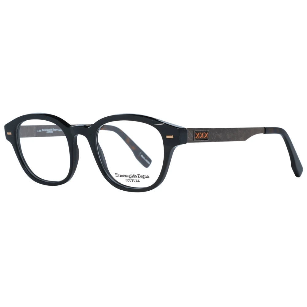 Ermenegildo Zegna Stijlvolle Horn Ronde Optische Monturen Black Heren