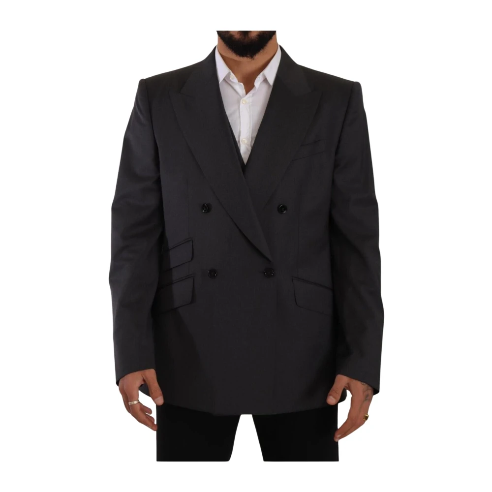 Dolce & Gabbana Gray Double Breasted 2 Piece SICILIA Blazer - IT56 | XL - Image 2
