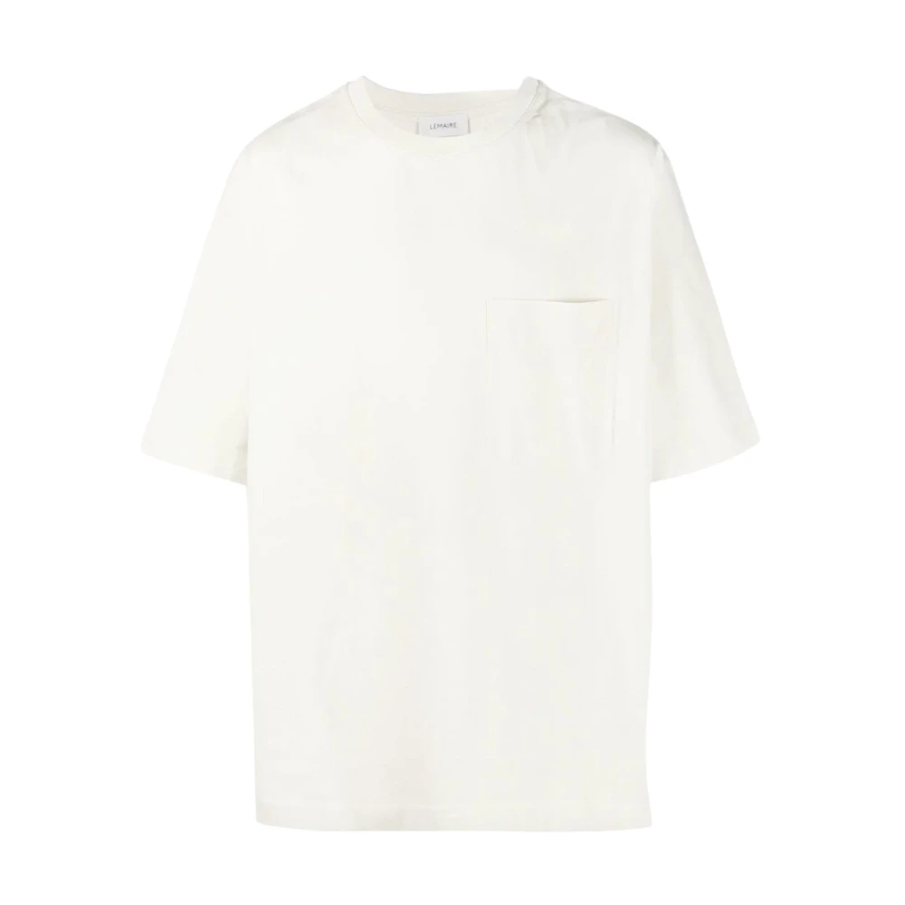 Lemaire Boxy t-shirt misty ivoor White Heren