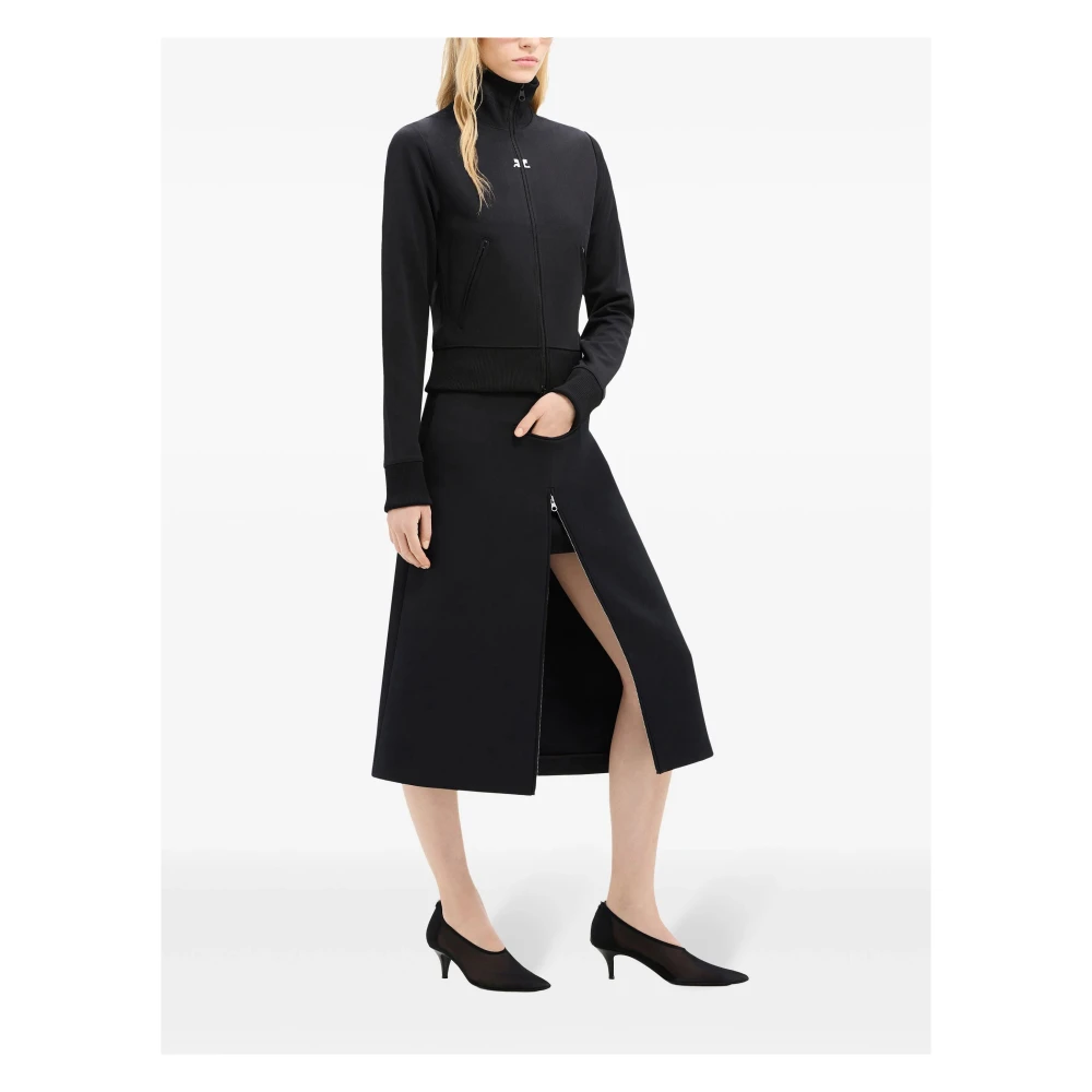 Courrèges Zwarte Jersey Rits Jas Black Dames