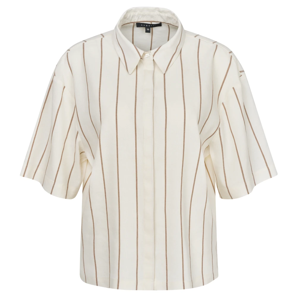 Bugatti Women's Beige Striped Linen Blend Blouse