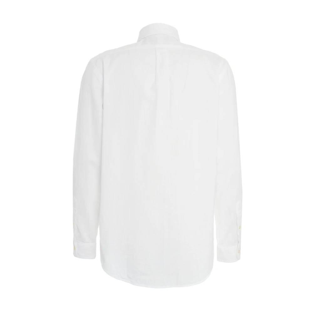Polo Ralph Lauren Witte Geribbelde Aansluitende Overhemd White Heren