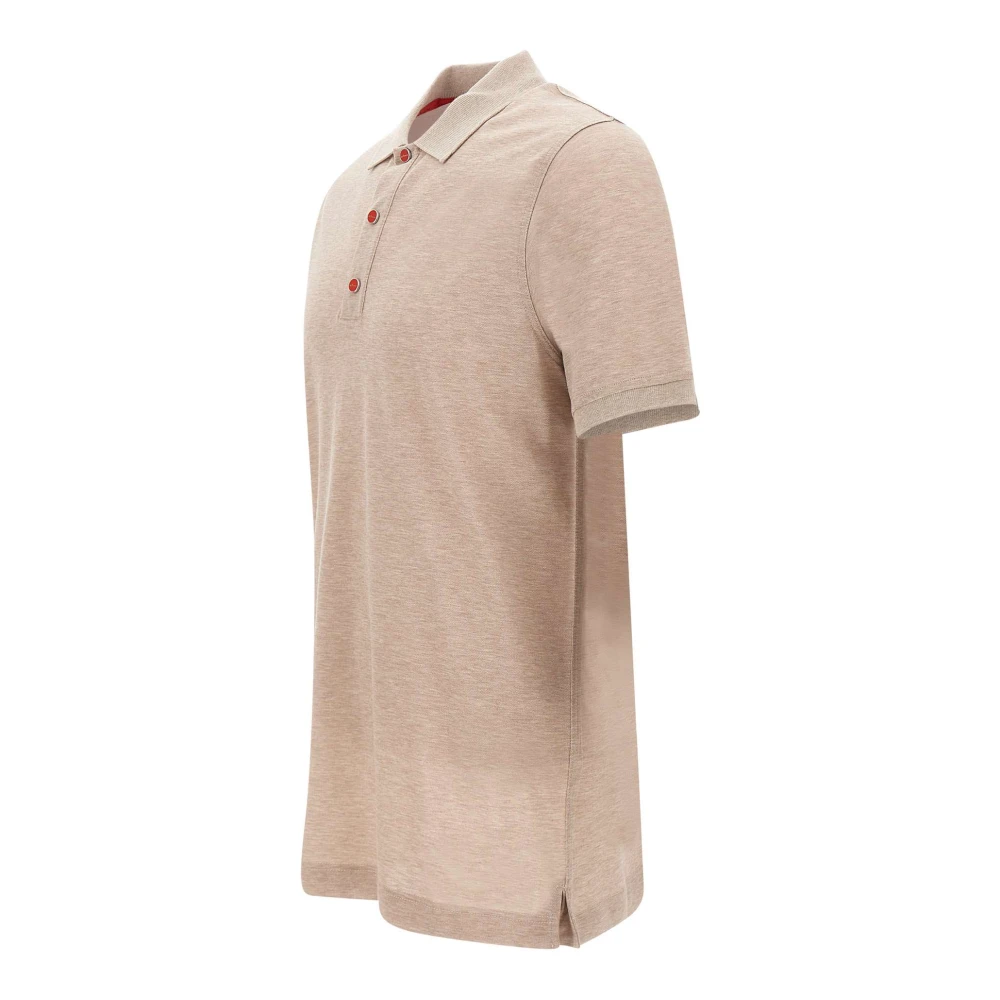 Kiton Ultrafine Cotton Polo Shirt Sand Beige Heren