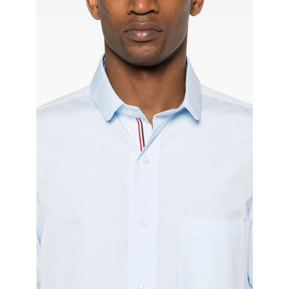 Thom Browne Blauwe Poplin Overhemd met Logopatch Blue Heren