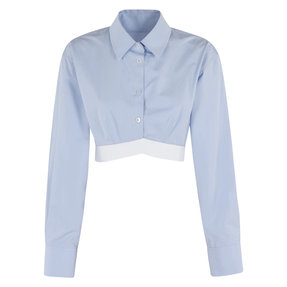 Alexander wang Witte Logo Elastische Crop Top Blue Dames