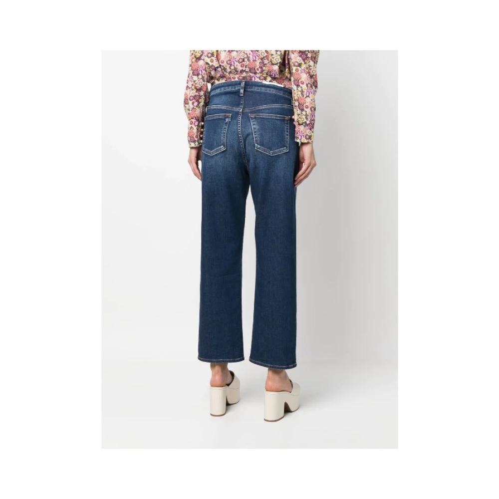 3X1 Blauwe Straight Jeans met Kreukel Effect Blue Dames