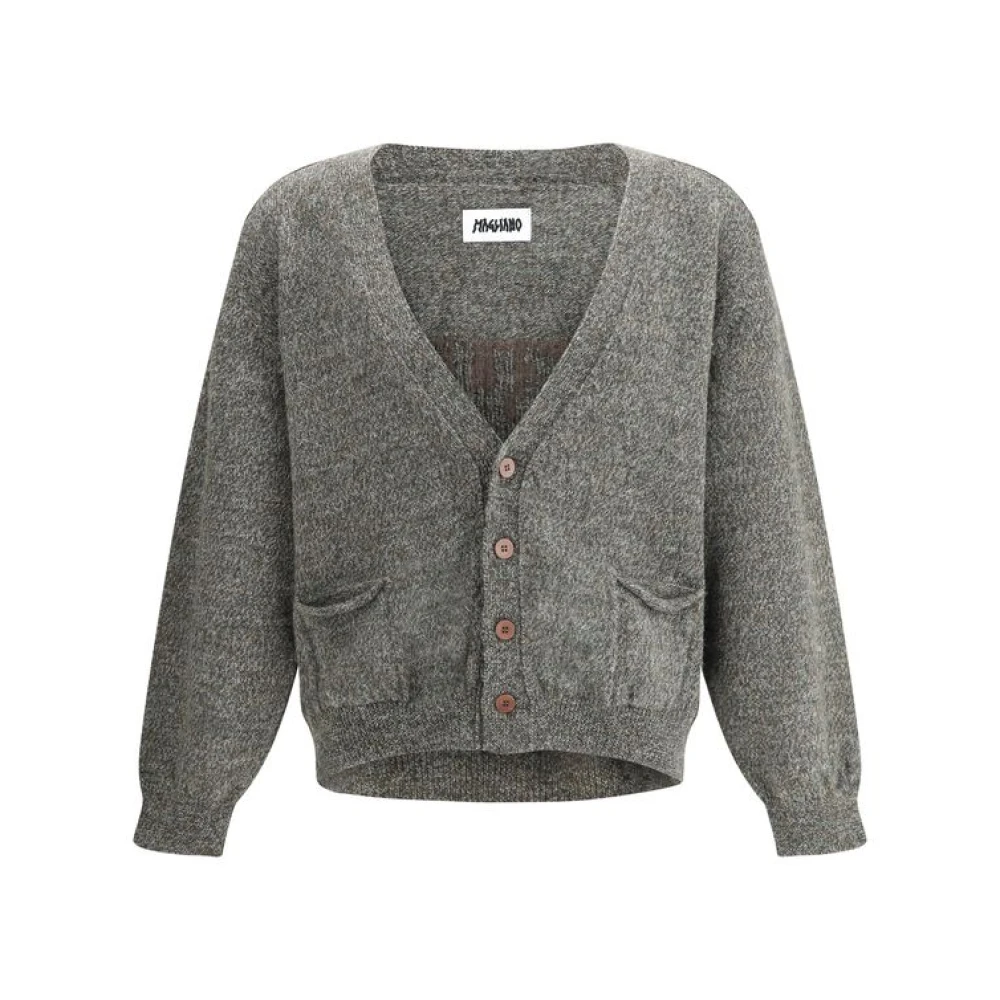 Magliano Men's Gray Handcrafted Wool Cardigan With Patch Pockets
