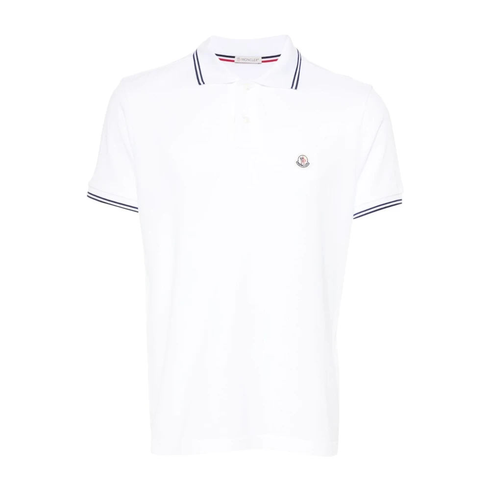 Moncler Wit Logo Patch Polo Shirt White Heren