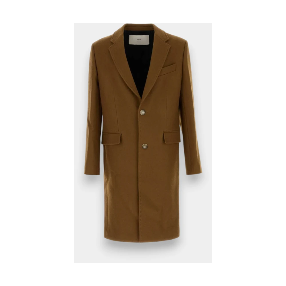 Ami Paris Men's Brown Single-Breasted Coat