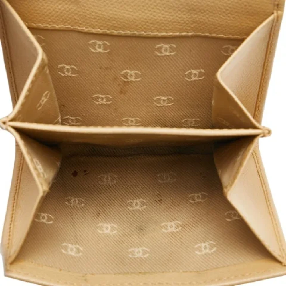 Chanel Vintage Pre-owned Leather wallets Beige Dames