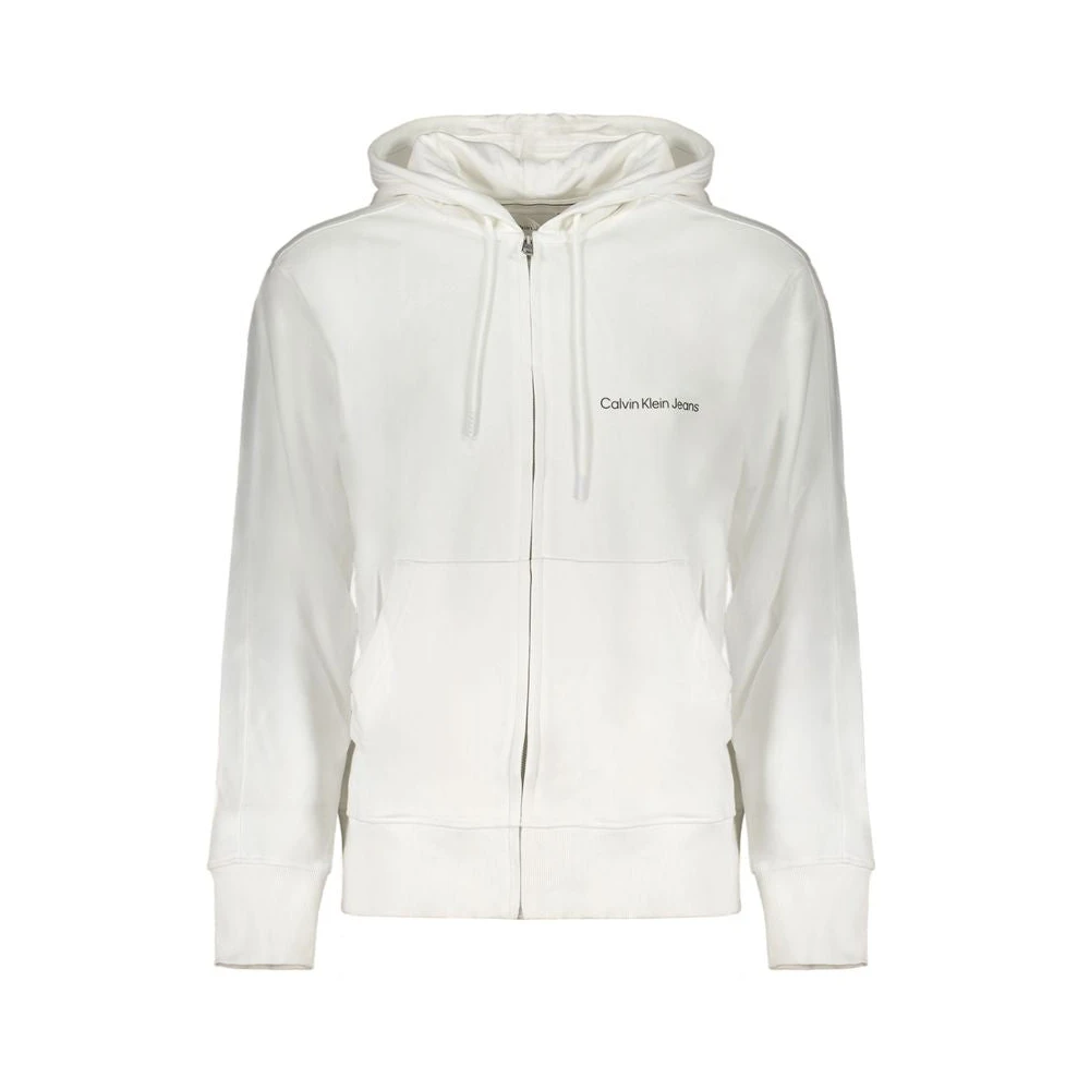 Calvin Klein Men's White Zip-Throughs, 2XL, Hooded Sweatshirt With Zipper And Logo