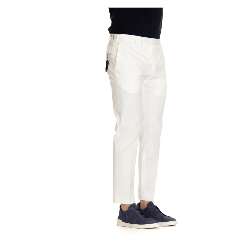 PT Torino Witte Twill Stretch Slim Broek White Heren