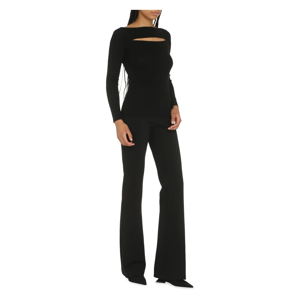 P.a.r.o.s.h. Geribbelde gebreide top met uitsnijding aan de voorkant Black Dames