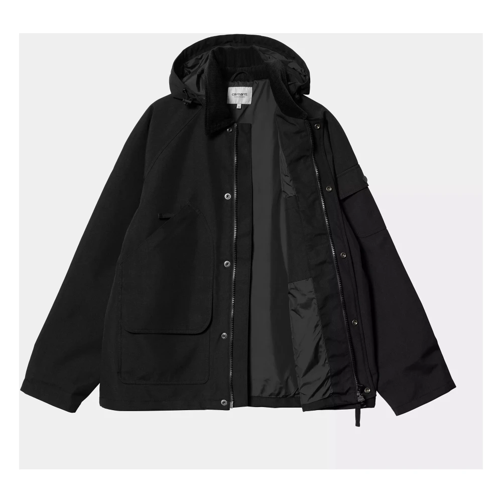 Carhartt WIP Nylon Canvas Jas met Capuchon Black Heren