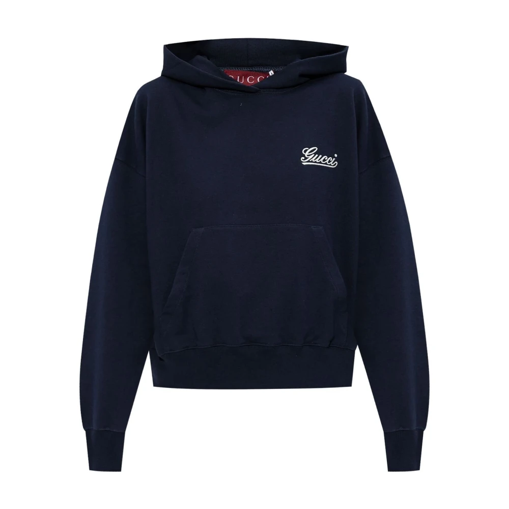 Gucci Blauwe Hoodie met Logo Blue Dames