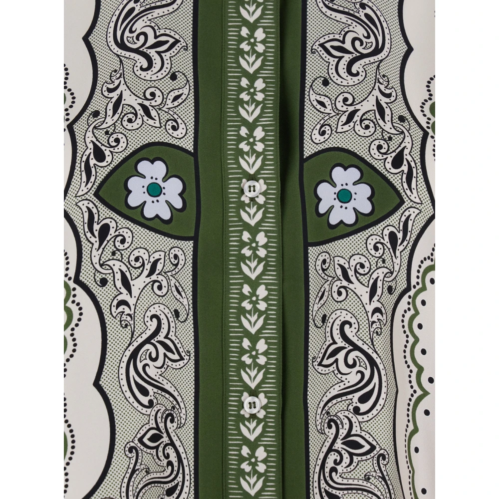 La DoubleJ Groene Grafische Print Zijden Damesoverhemd Green Dames