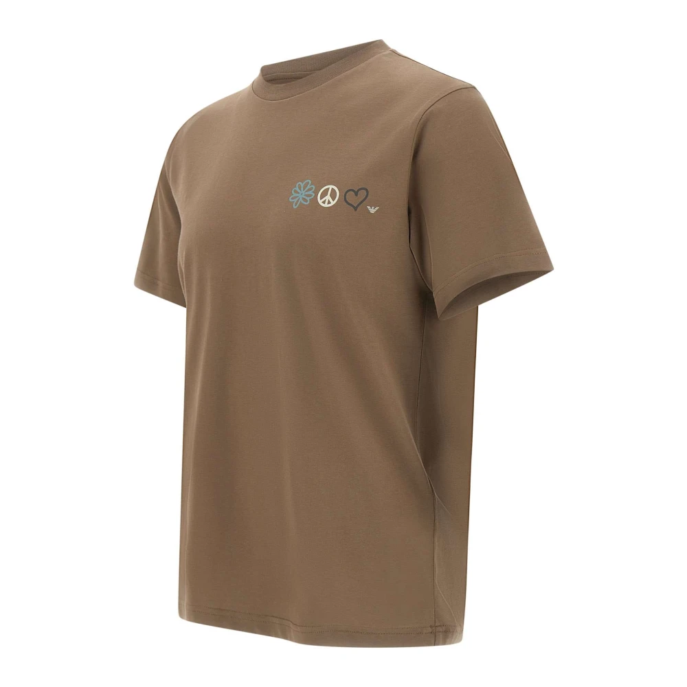 Emporio Armani Heren Shitake Flower Peace T-shirt Brown Heren