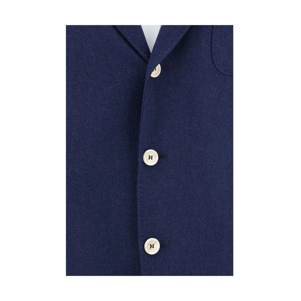 BRUNELLO CUCINELLI Wollen Blazer Jas met Contrasterende Knopen Blue Heren