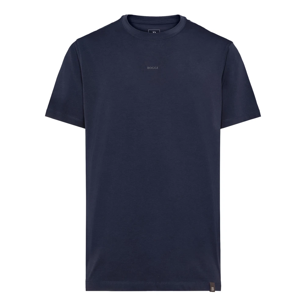 Boggi Milano T-Shirt van Stretch Supima Katoen Blue Heren