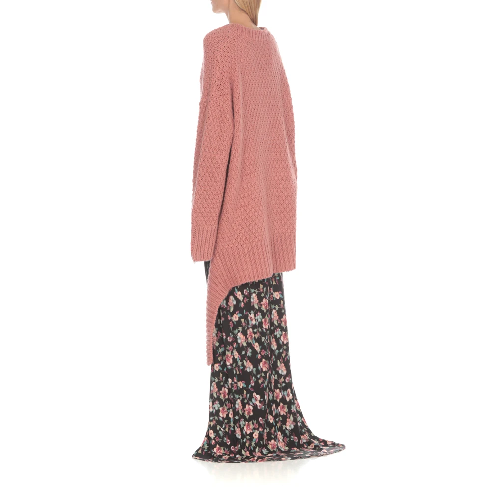 Mar De Margaritas Roze V-Hals Cardigan met Asymmetrische Zoom Pink Dames